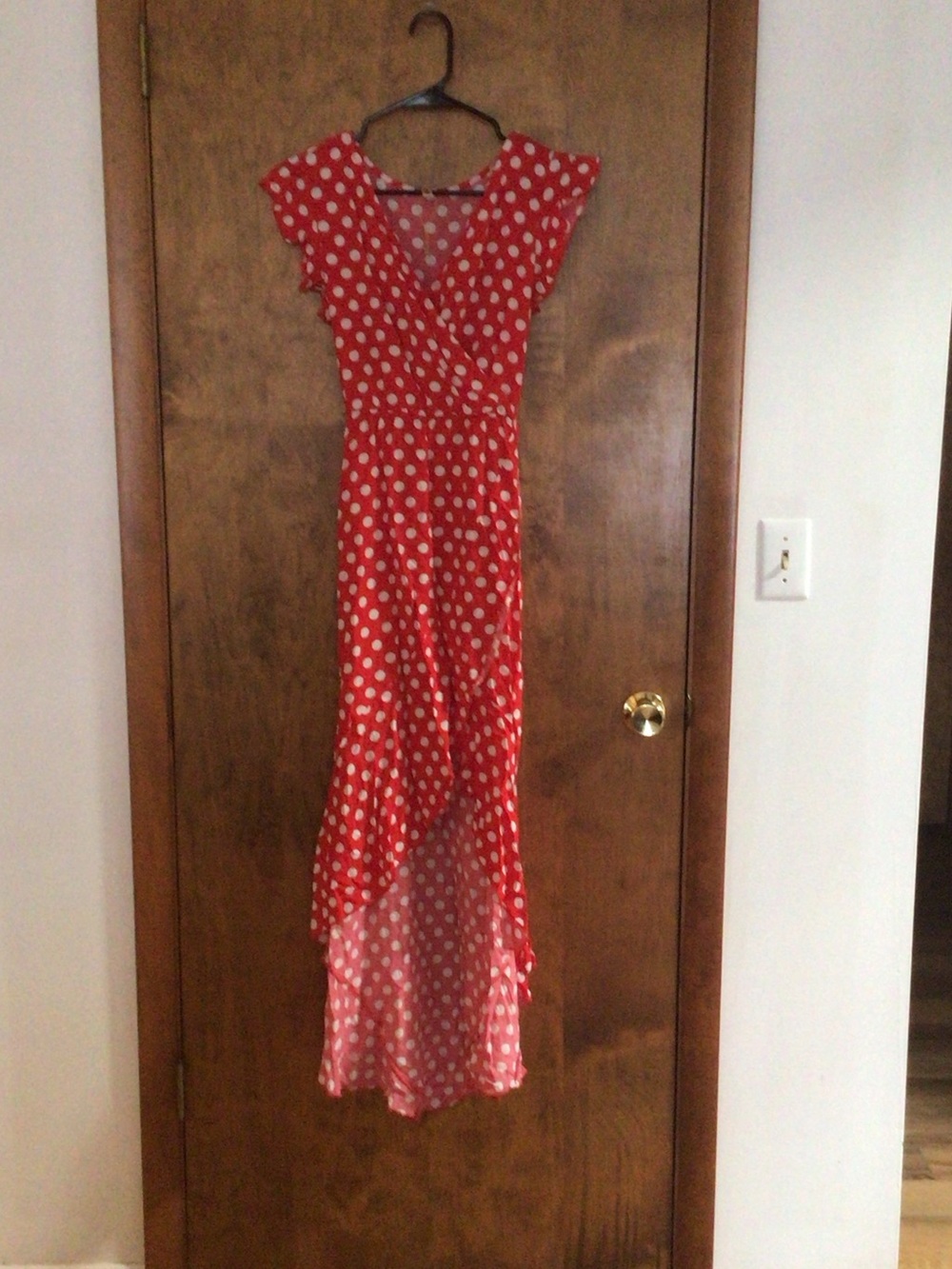 Red Polka Dot Wrap Maxi Dress - Women